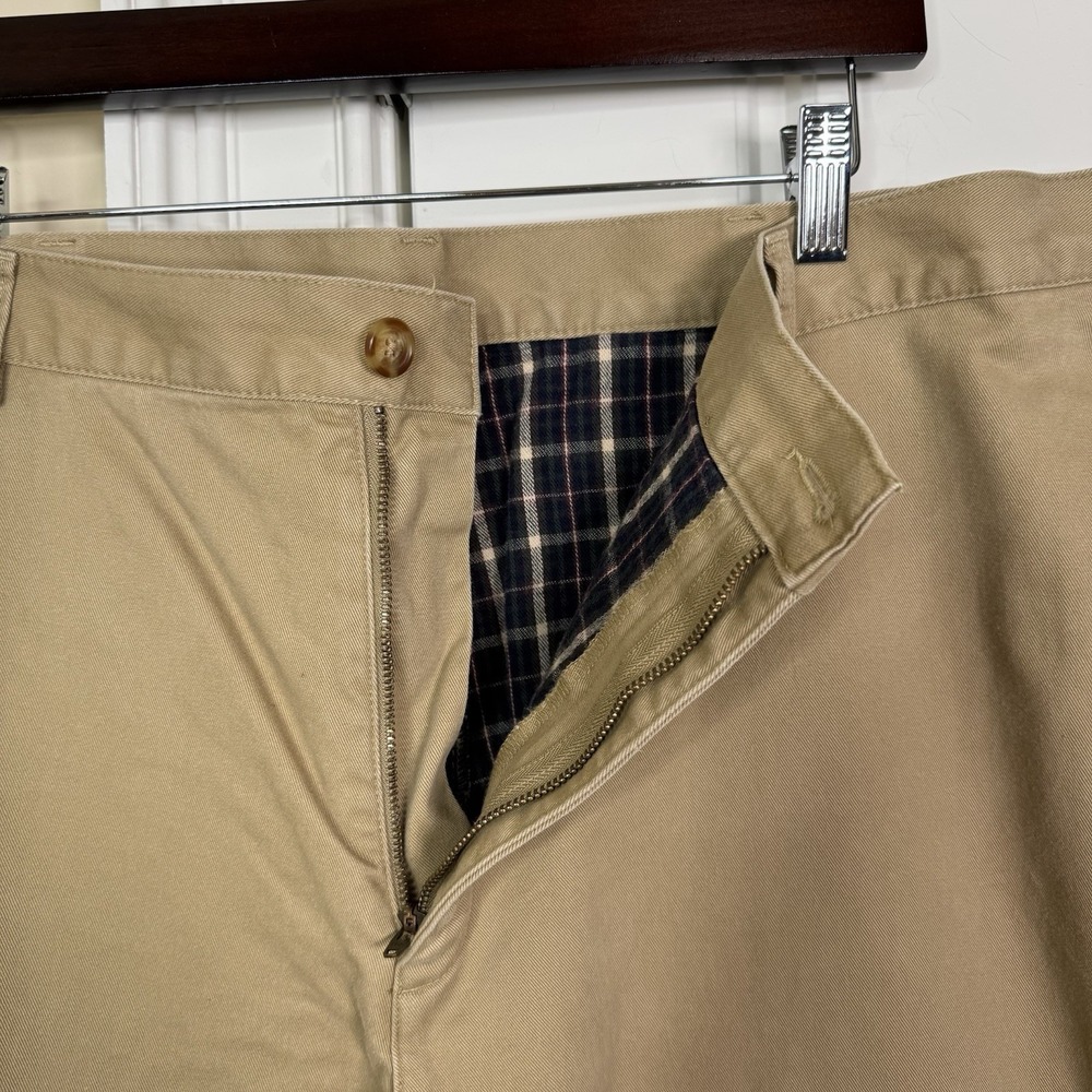LL Bean Flannel Lined Pants Khaki Mens 40/30 (41/30) Natural Fit Plaid 162385 - Picture 6 of 7